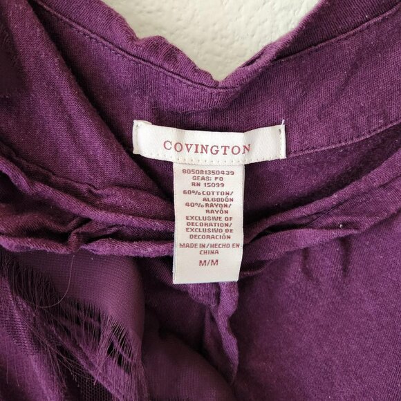 Vintage Dark Purple Top Sheer Ruffle Sz M Y2k short sleeve whimsigoth Witchy - Picture 6 of 8